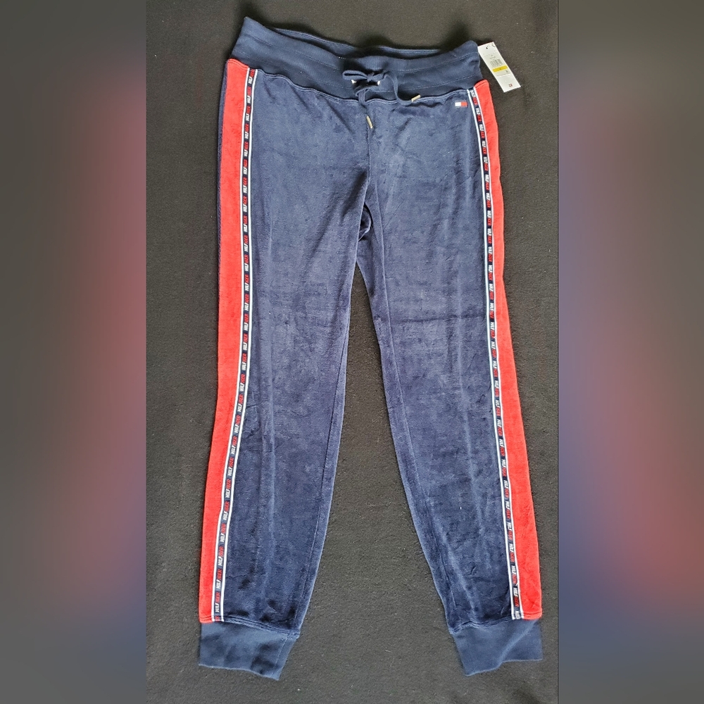 NWT Tommy Hilfiger Sport Women's Medium Navy Velveteen-like Sweatpants